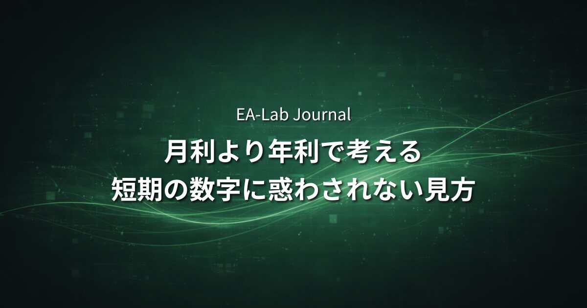 EAの「月利」より「年利」で考えるべき理由｜短期の数字に惑わされない見方のアイキャッチ画像